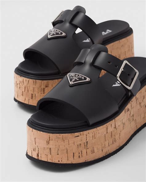 rubber wedge platform sandals prada|Prada shoes for women.